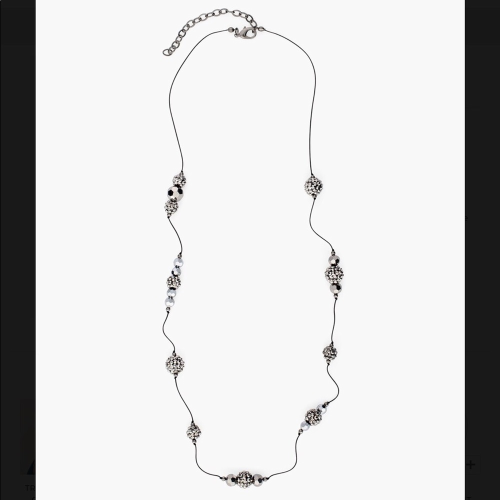 Chicos Paige Long Necklace Dark Faux-Hematite
